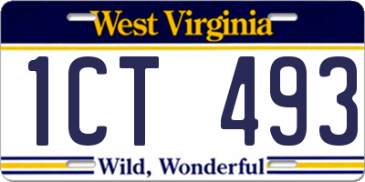 WV license plate 1CT493