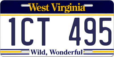 WV license plate 1CT495