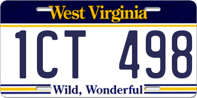 WV license plate 1CT498