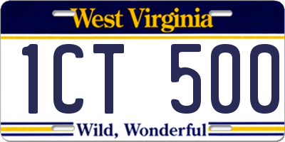 WV license plate 1CT500