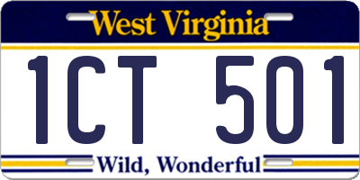 WV license plate 1CT501