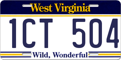 WV license plate 1CT504