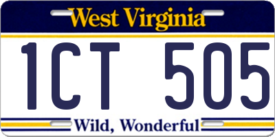 WV license plate 1CT505