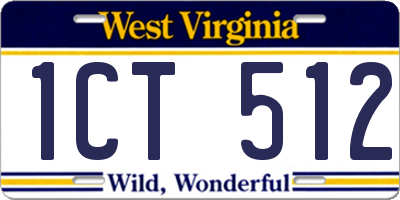 WV license plate 1CT512