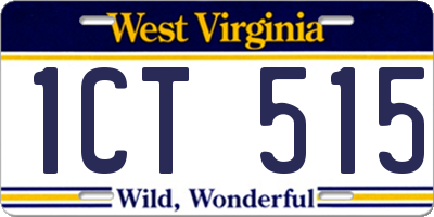 WV license plate 1CT515