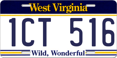WV license plate 1CT516