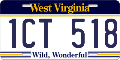 WV license plate 1CT518
