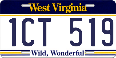WV license plate 1CT519