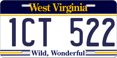 WV license plate 1CT522
