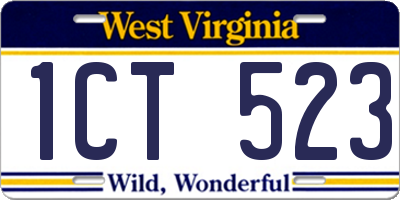 WV license plate 1CT523