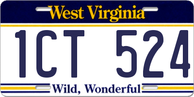 WV license plate 1CT524