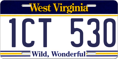 WV license plate 1CT530