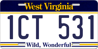 WV license plate 1CT531