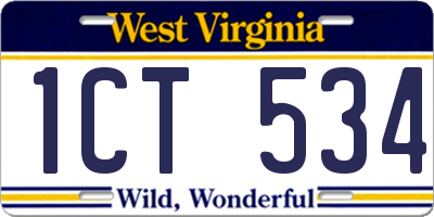 WV license plate 1CT534