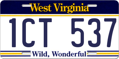 WV license plate 1CT537