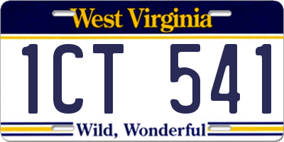 WV license plate 1CT541