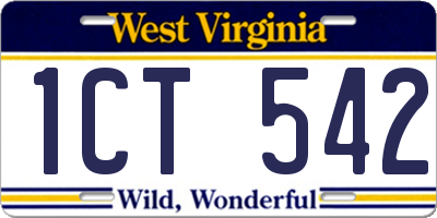 WV license plate 1CT542