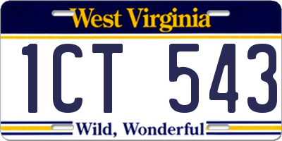 WV license plate 1CT543