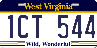WV license plate 1CT544