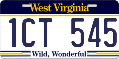 WV license plate 1CT545