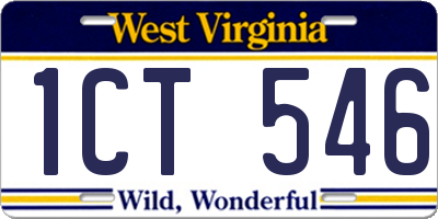 WV license plate 1CT546