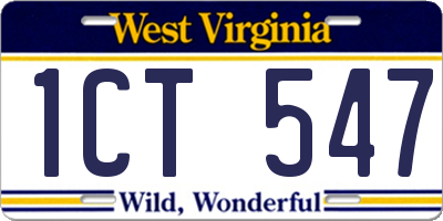 WV license plate 1CT547