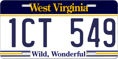WV license plate 1CT549