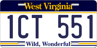 WV license plate 1CT551