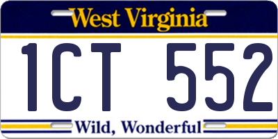 WV license plate 1CT552