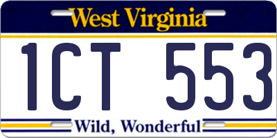 WV license plate 1CT553