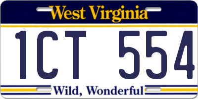 WV license plate 1CT554