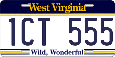 WV license plate 1CT555