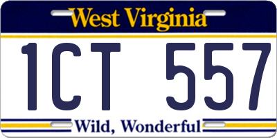 WV license plate 1CT557