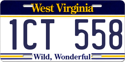 WV license plate 1CT558