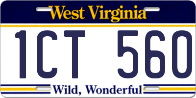 WV license plate 1CT560
