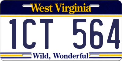 WV license plate 1CT564