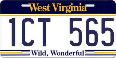 WV license plate 1CT565