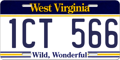 WV license plate 1CT566