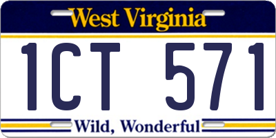 WV license plate 1CT571