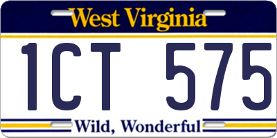 WV license plate 1CT575