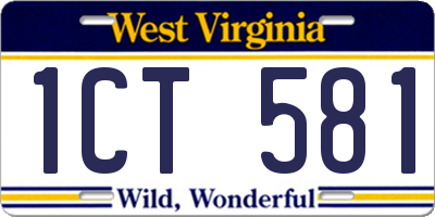 WV license plate 1CT581