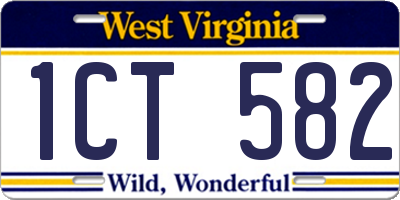 WV license plate 1CT582