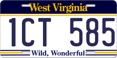 WV license plate 1CT585