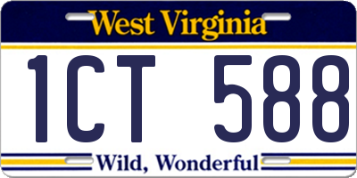 WV license plate 1CT588