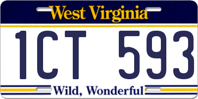 WV license plate 1CT593