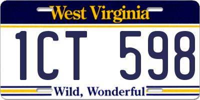 WV license plate 1CT598