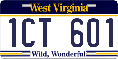 WV license plate 1CT601