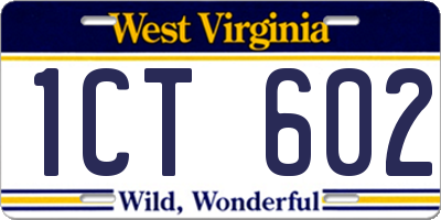 WV license plate 1CT602