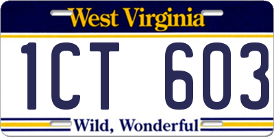 WV license plate 1CT603