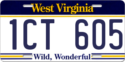 WV license plate 1CT605